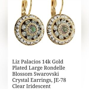 Liz Palacios 14k Gold plated large Rondelle blossom Swarovski Crystal earrings